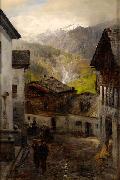 Oswald achenbach, Bergdorf am Fub des Rigi